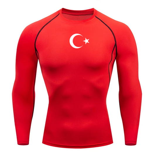 Star & Crescent Red Compression Long-Sleeve