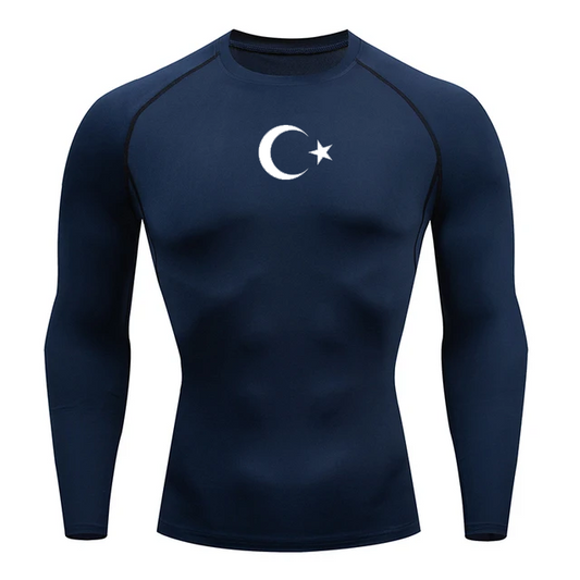 Star & Crescent Navy Compression Long-Sleeve