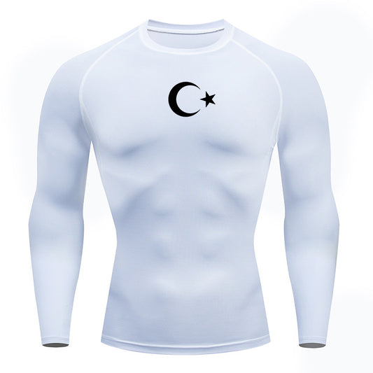 Star & Crescent White Compression Long-Sleeve